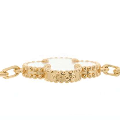 Van Cleef & Arpels 18K Yellow Gold Mother of Pearl 5 Motifs Vintage Alhambra Bracelet 3 of 5