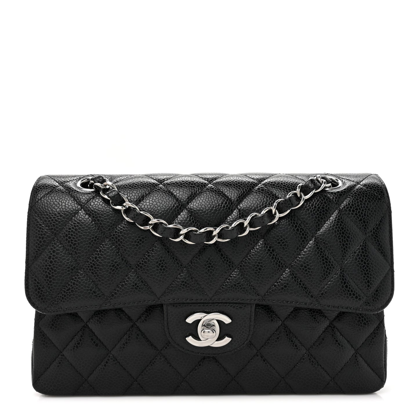Caviar Quilted Small Double Flap Black