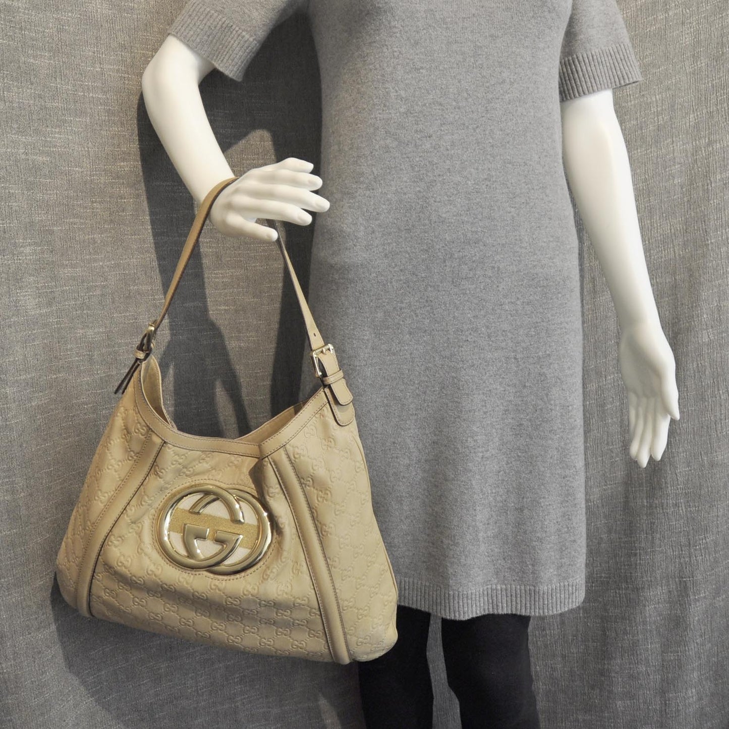 Guccissima Britt Shoulder Bag Beige