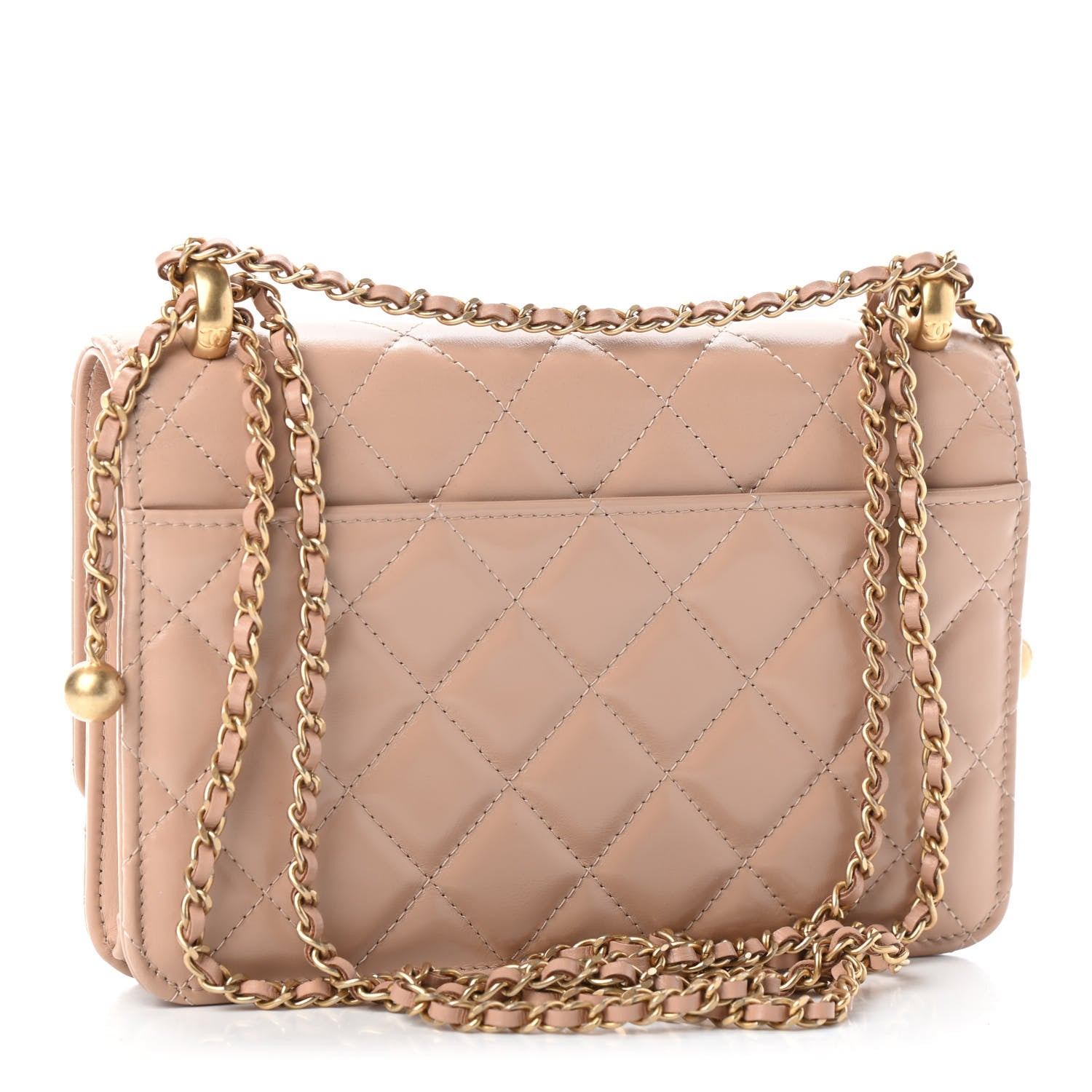 Chanel Calfskin Quilted Perfect Fit Wallet On Chain WOC Beige 2 of 5