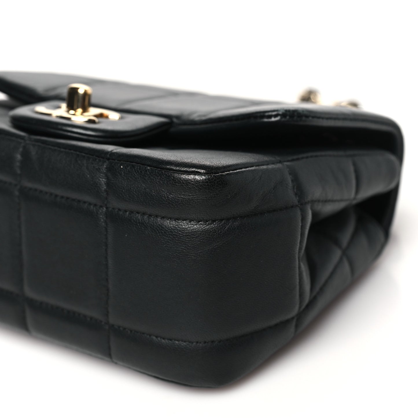 Lambskin Resin Crystal Square Quilted Mini Monacoco Flap Black