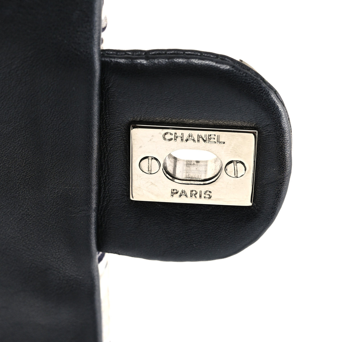 Chanel Satin Quilted Medium Kaleidoscope Flap Black White 7 of 11