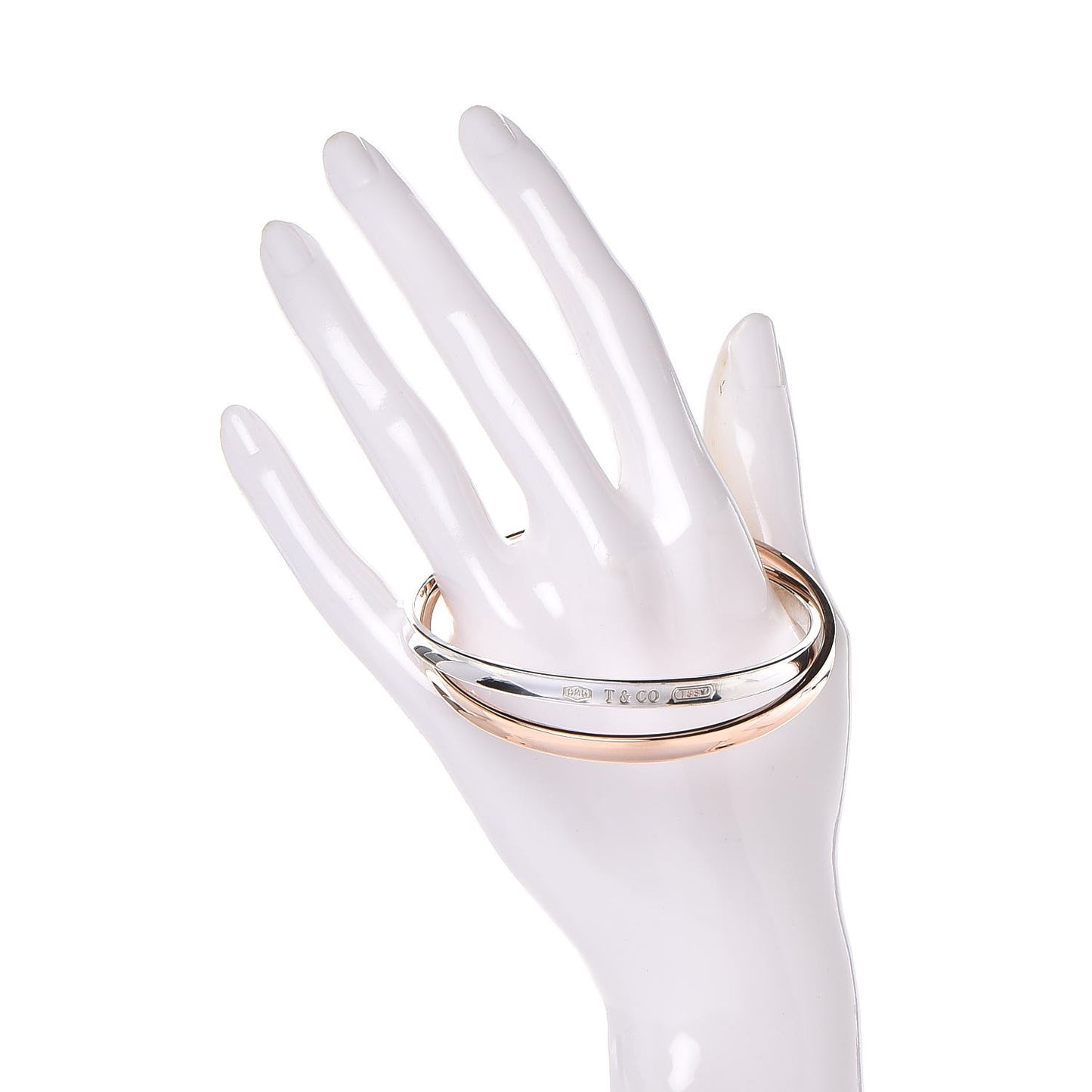 18K Rose Gold Sterling Silver Interlocking Bangle Bracelet