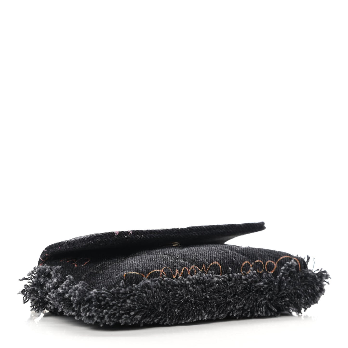 Denim Quilted Denim Mood Clutch With Chain Black Multicolor