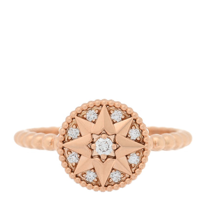 Christian Dior 18K Pink Gold Diamond Rose Des Vents Pave Ring 52 6 1 of 5