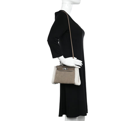 Hermes Veau Grizzly Mouton Shearling Swift Teddy Mini Kelly 20 Gris Caillou Ecru Etoupe 5 of 22
