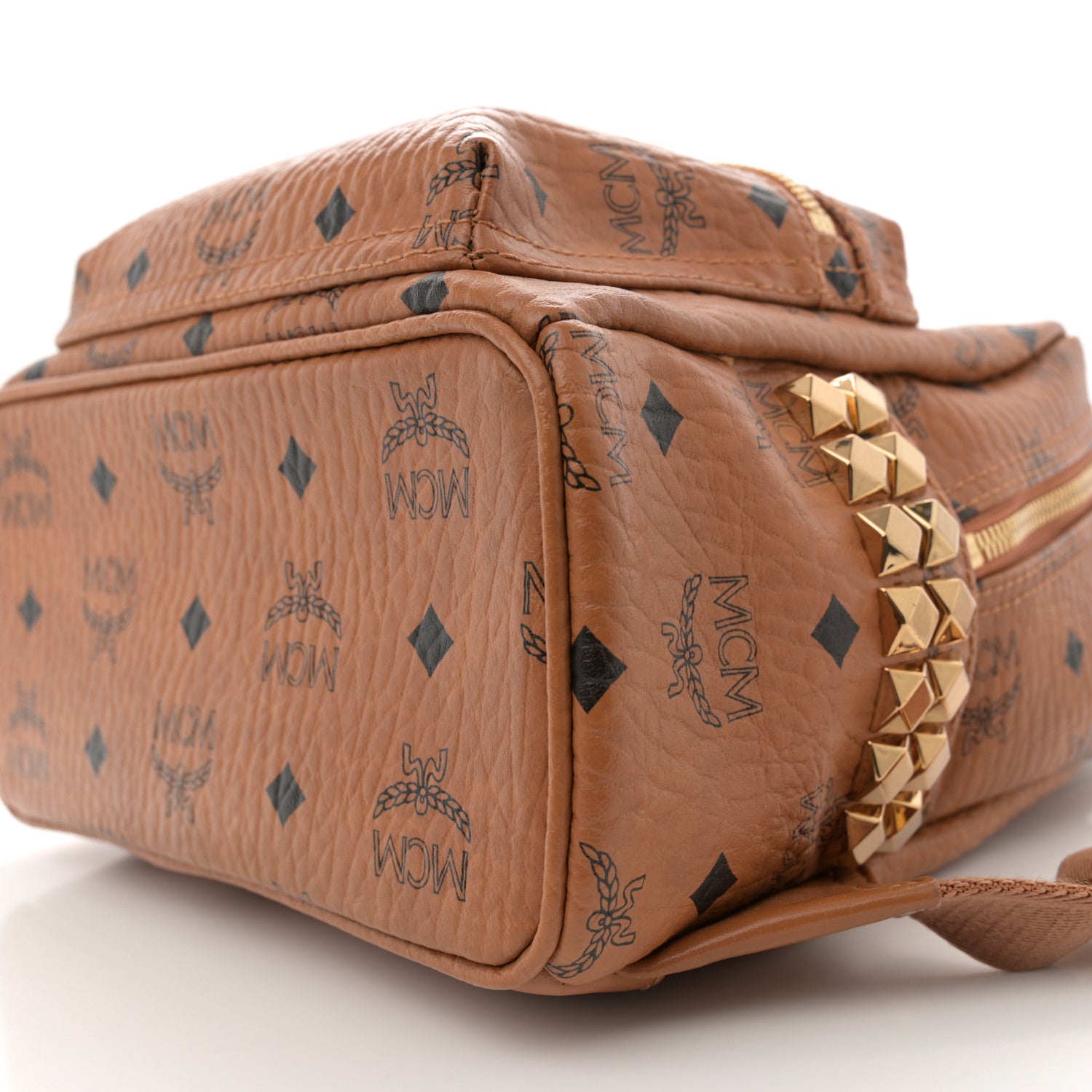 MCM Visetos Side Stud Mini Stark Backpack Cognac 9 of 9