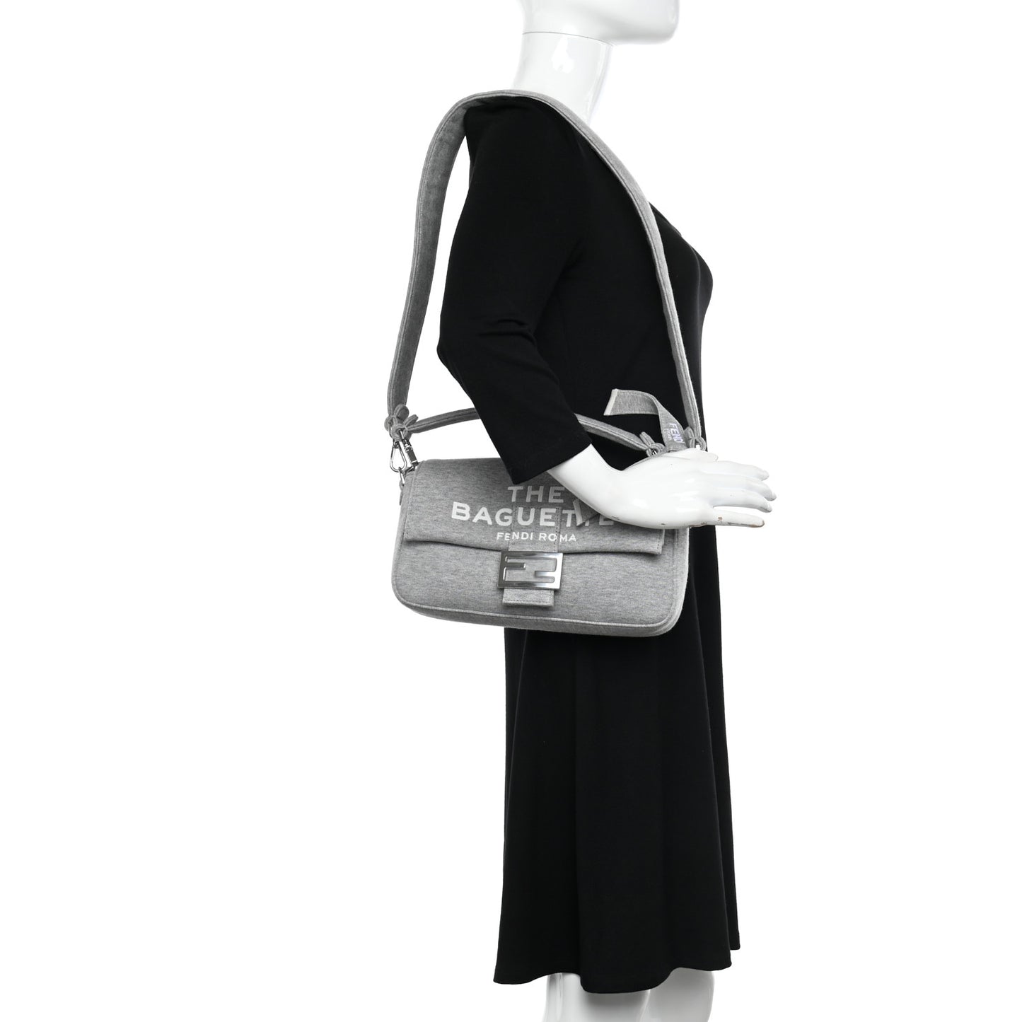 X MARC JACOBS Jersey Logo Medium Baguette Grey Ice