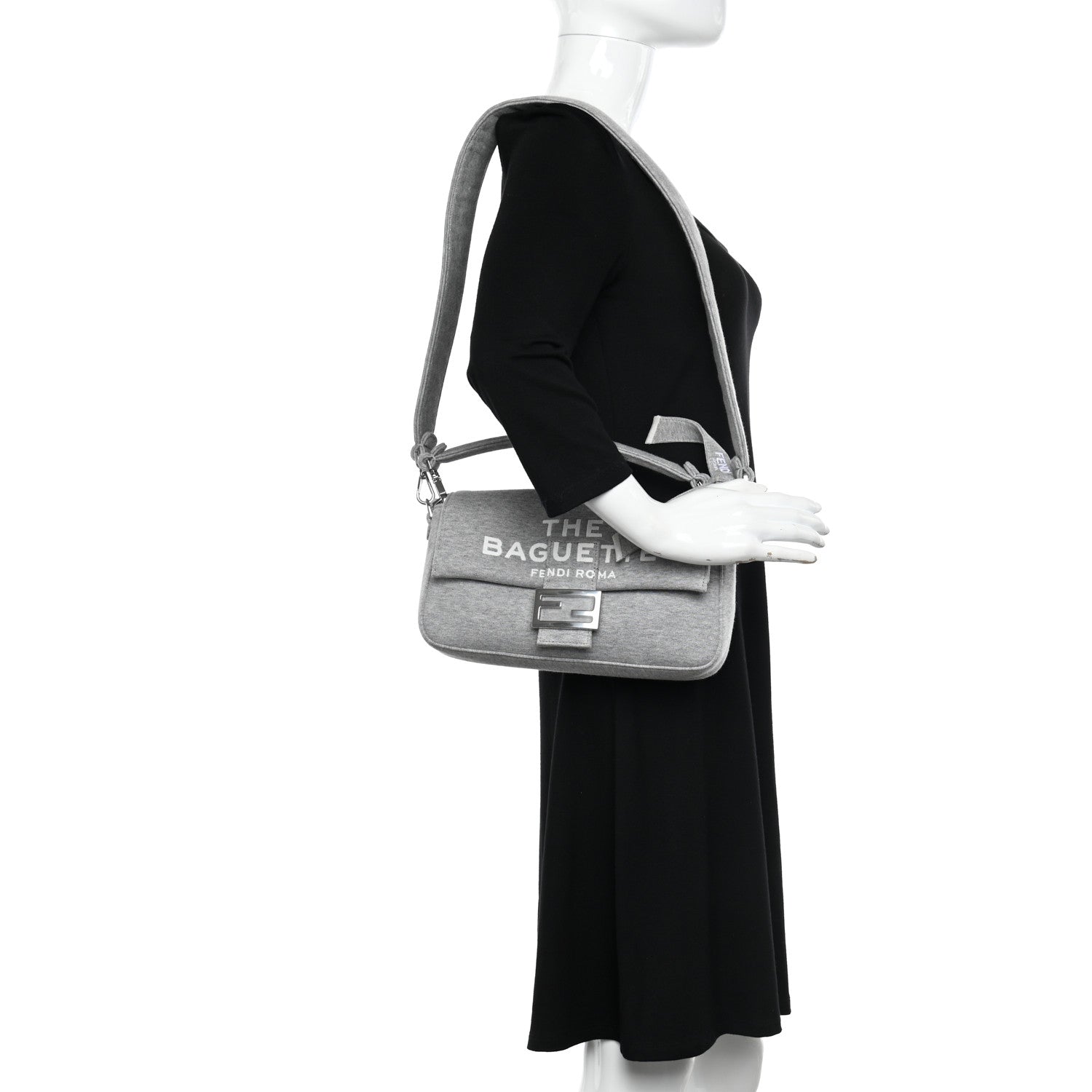 Fendi X MARC JACOBS Jersey Logo Medium Baguette Grey Ice 2 of 12