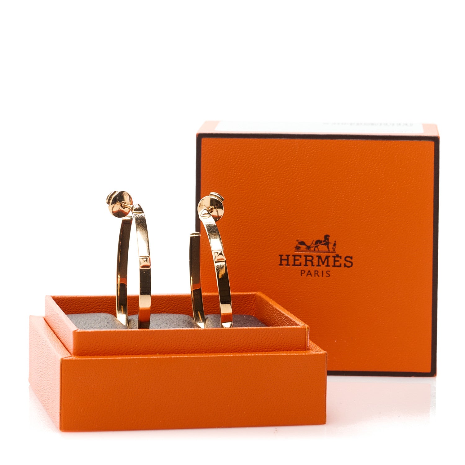 Hermes 18K Rose Gold Mini Clous Hoop Earrings 6 of 6