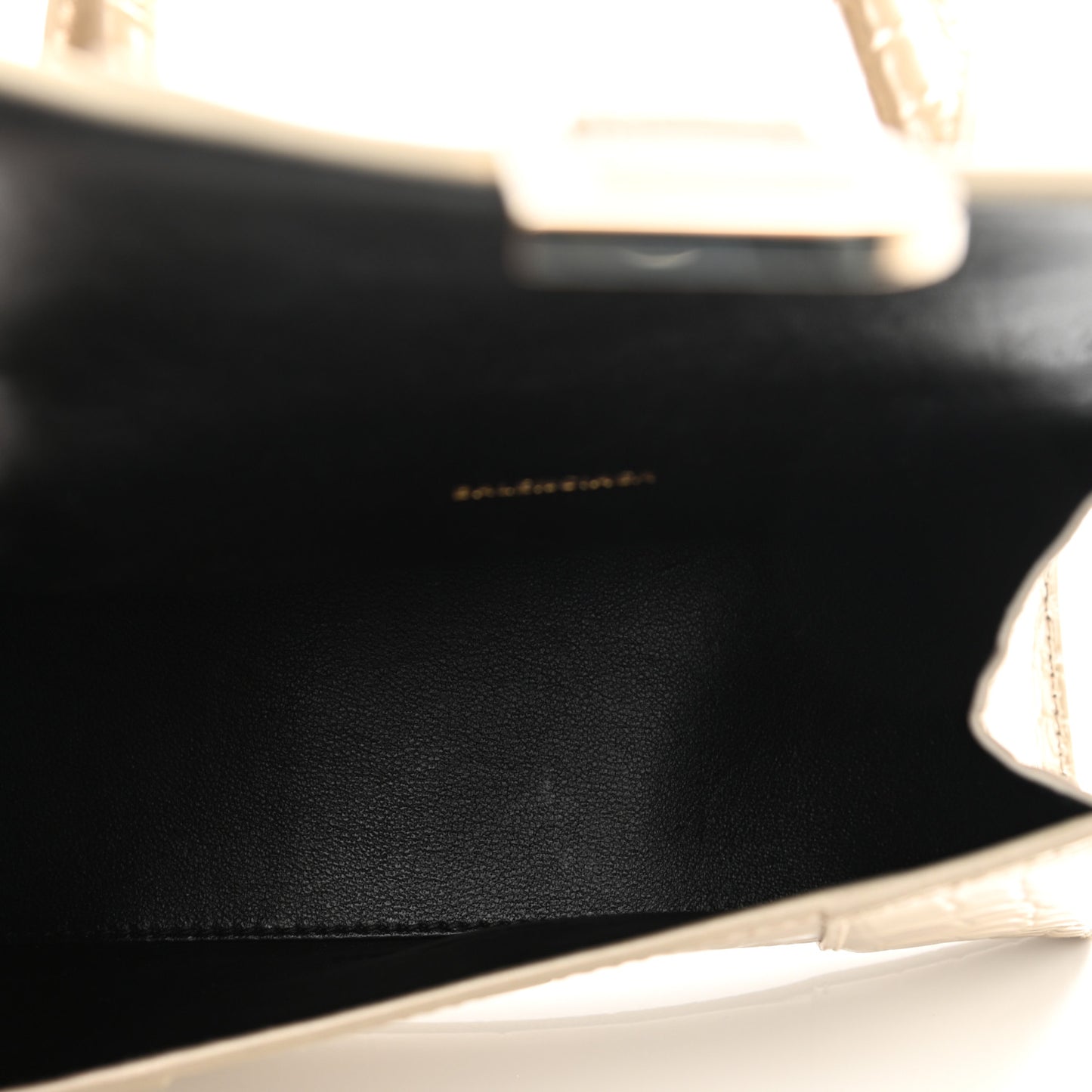 Metallic Shiny Calfskin Crocodile Embossed Hourglass Top Handle Bag XS Light Gold