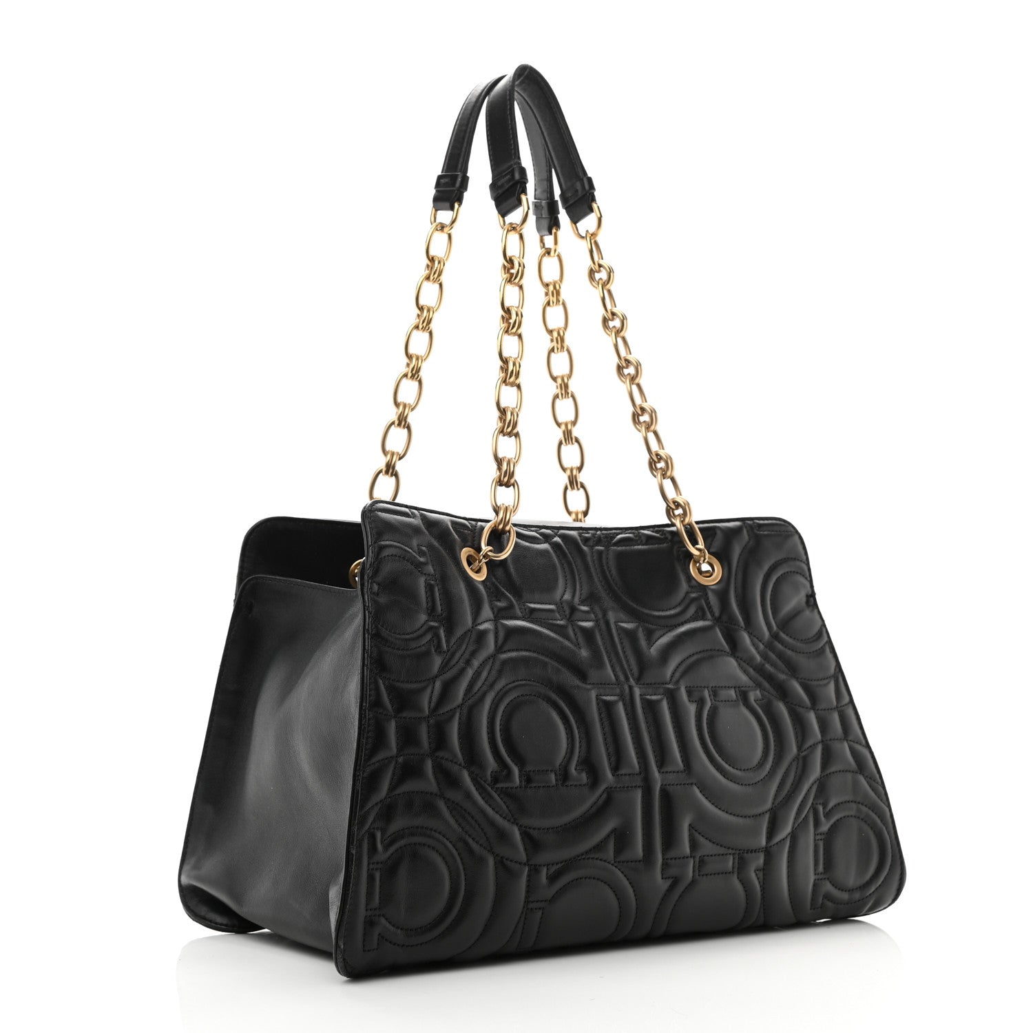 Salvatore Ferragamo Calfskin Quilted Tote Bag Black 3 of 10