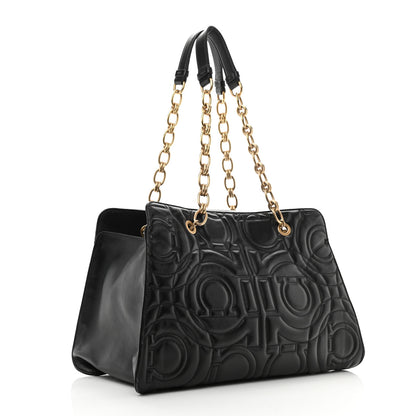 Salvatore Ferragamo Calfskin Quilted Tote Bag Black 3 of 10