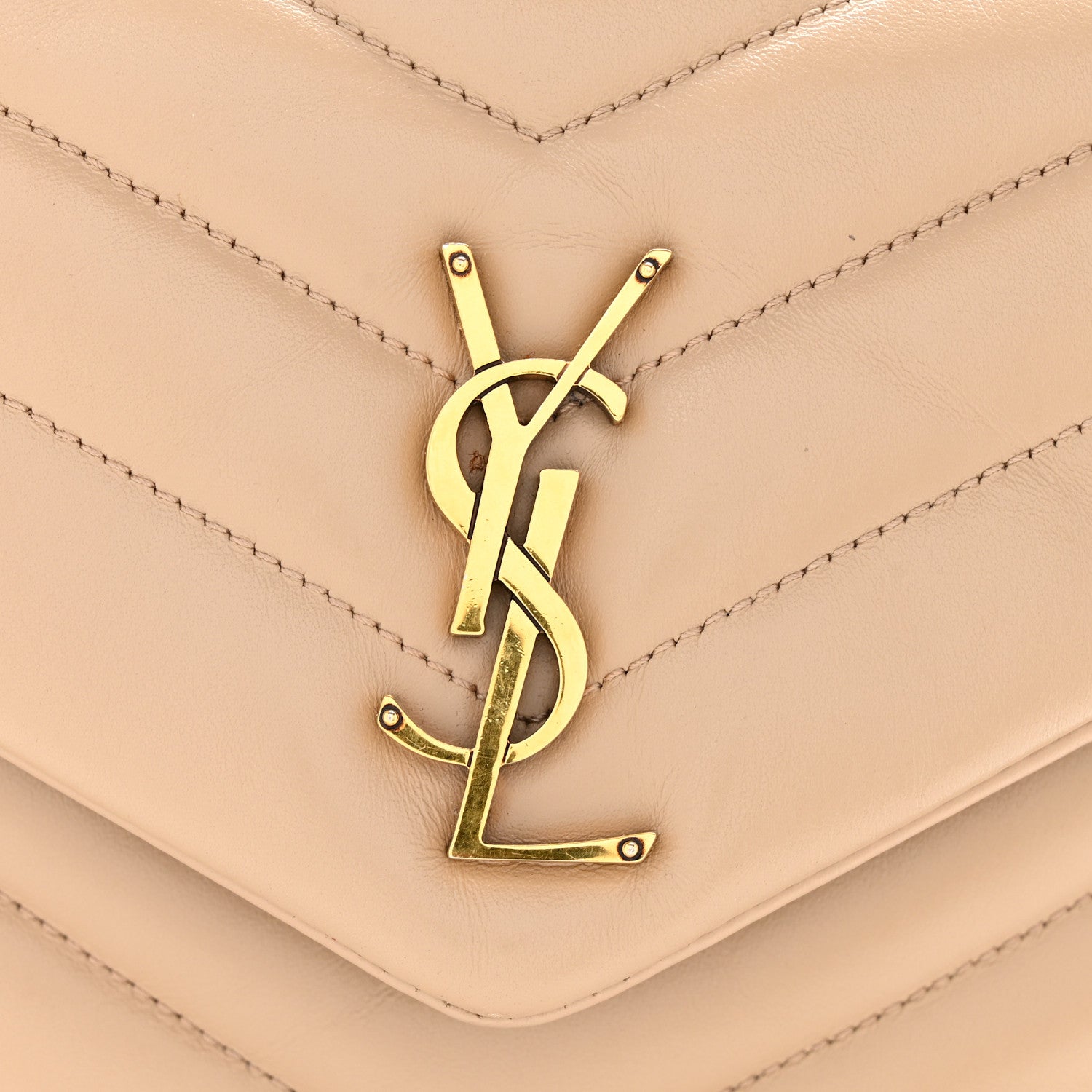 Saint Laurent Calfskin Y Quilted Monogram Small Loulou Chain Satchel Dark Beige 13 of 15