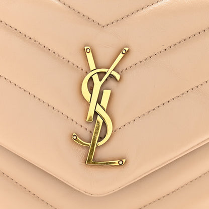 Saint Laurent Calfskin Y Quilted Monogram Small Loulou Chain Satchel Dark Beige 13 of 15