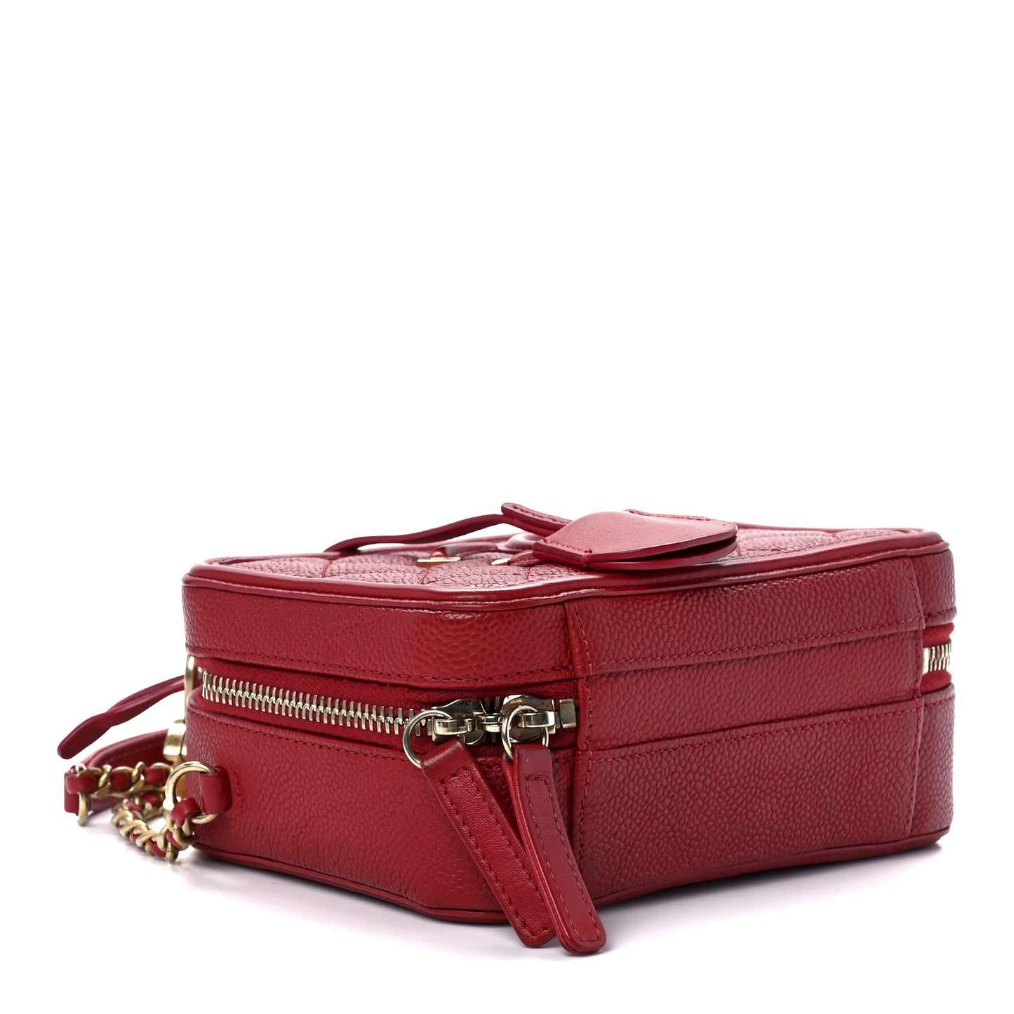 Caviar Quilted Small CC Filigree Vanity Case Red