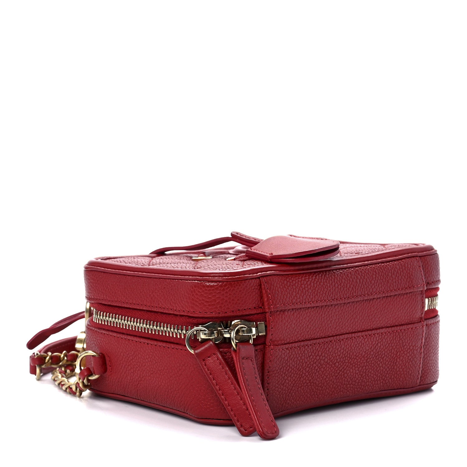 Chanel Caviar Quilted Small CC Filigree Vanity Case Red 4 of 11