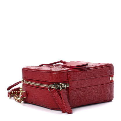 Chanel Caviar Quilted Small CC Filigree Vanity Case Red 4 of 11