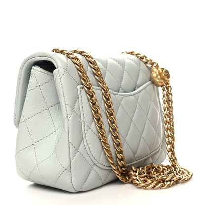 Chanel Lambskin Quilted Mini Sweet Camellia Flap Light Blue 3 of 10