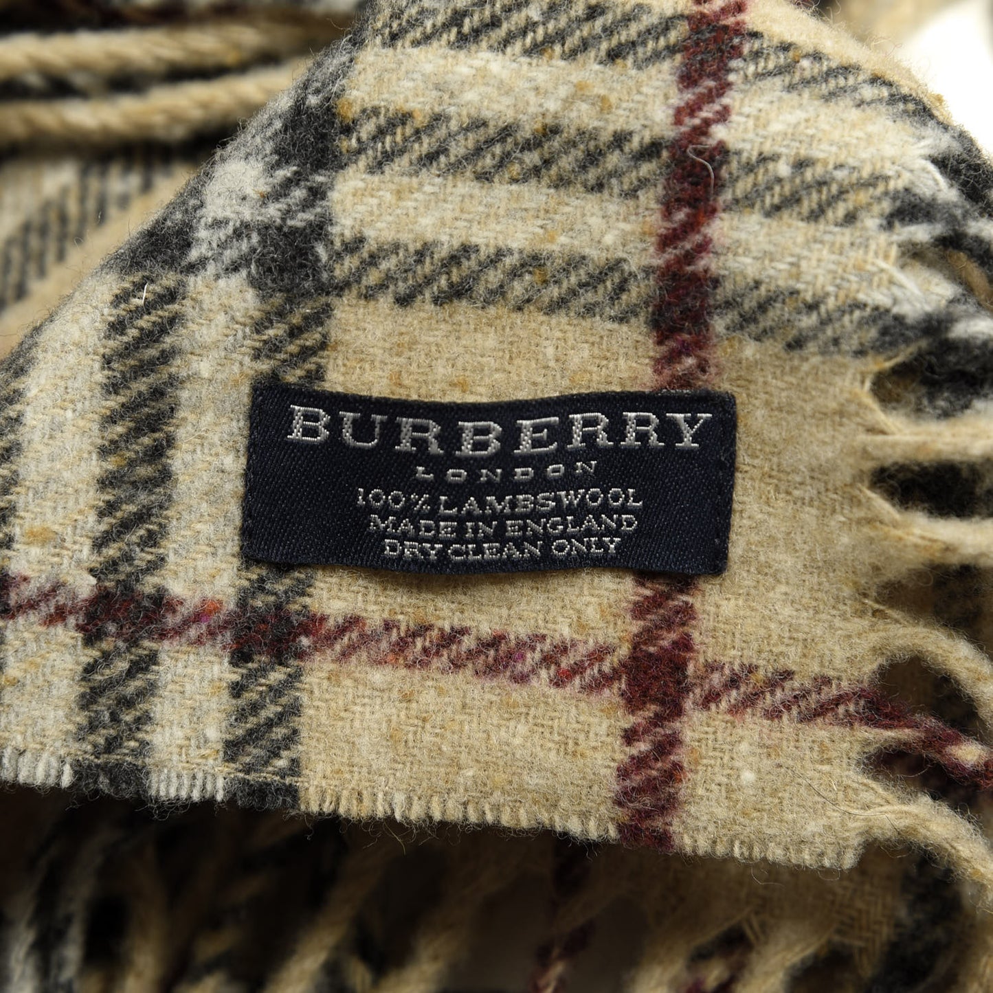 Lambswool Check Happy Fringe Scarf Camel