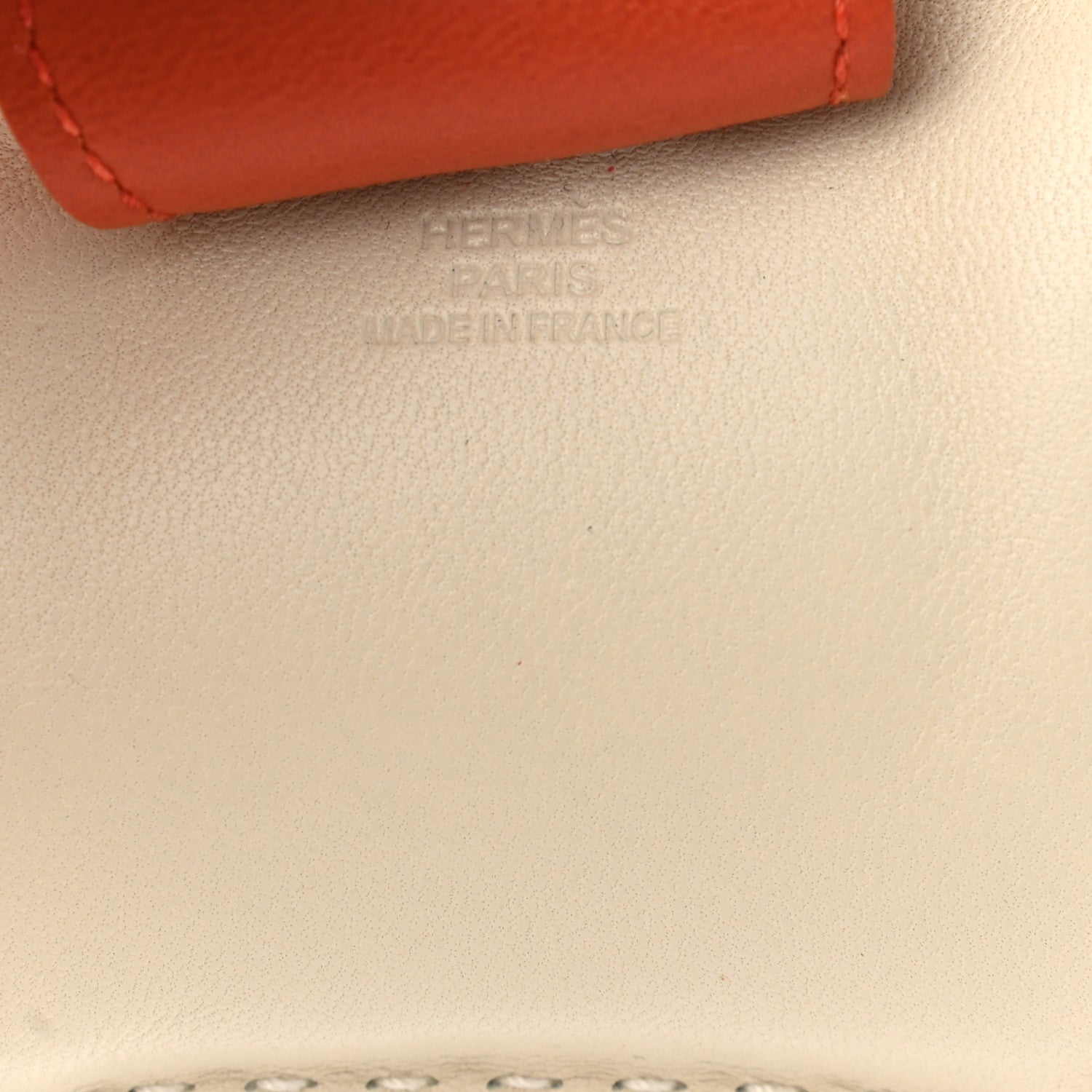 Hermes Milo Lambskin Grigri Rodeo Horse Bag Charm GM Craie Sesame Cornaline 4 of 5