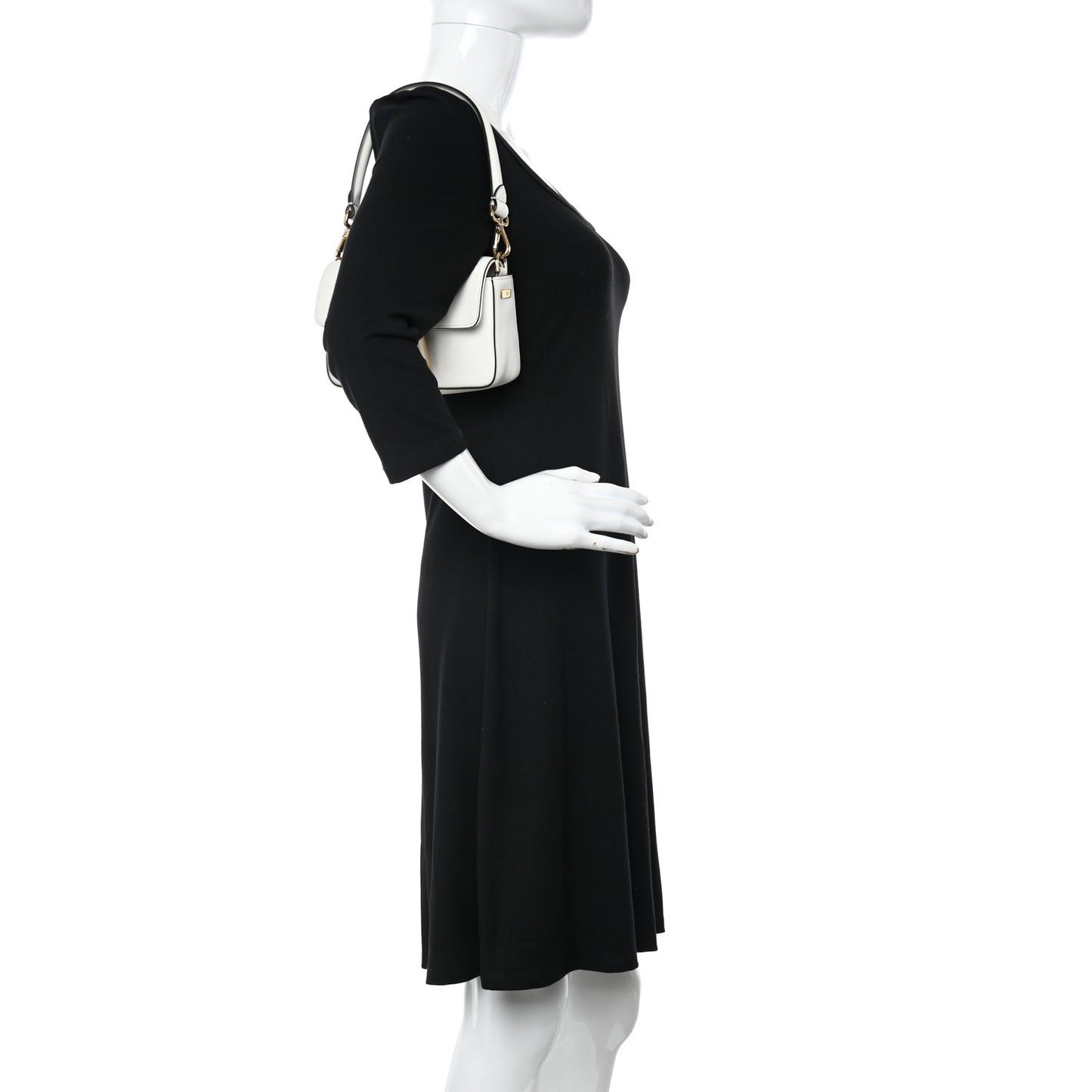 X VERSACE Vitello Seta Fendace Mini Brooch Baguette White Ice