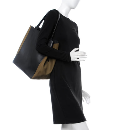 Celine Calfskin Suede Medium Phantom Luggage Cabas Khaki Black 2 of 7