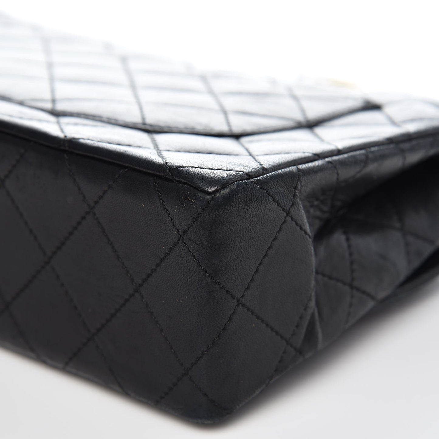 Lambskin Quilted Medium Double Flap Black