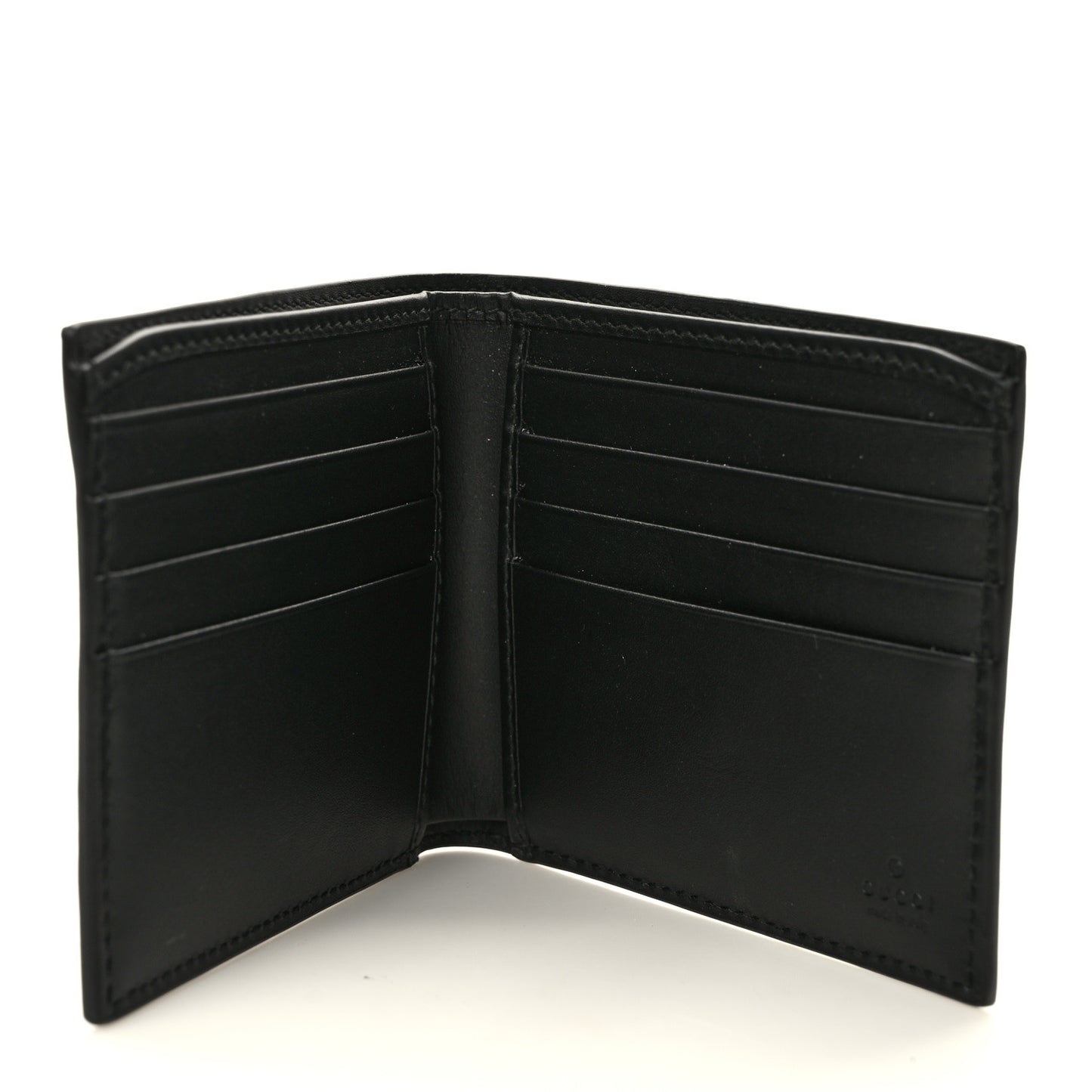 GG Supreme Monogram Selleria Calfskin Web New Web Bi-Fold Wallet Black