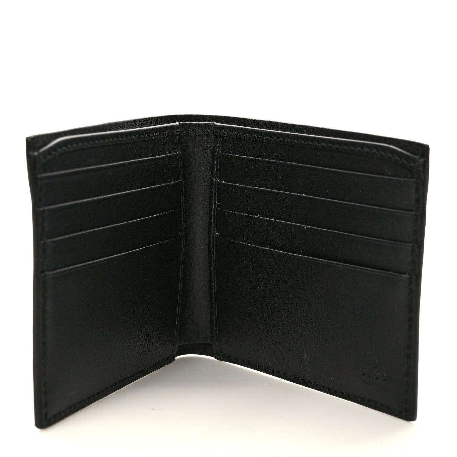 Gucci GG Supreme Monogram Selleria Calfskin Web New Web Bi-Fold Wallet Black 5 of 7