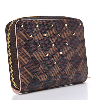Louis Vuitton Damier Ebene Studded Zippy Coin Purse Rose Ballerine 3 of 7