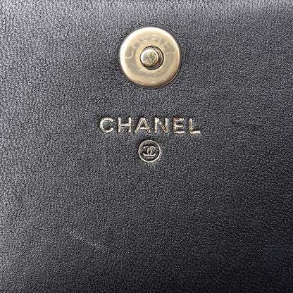 Chanel Lambskin Chevron Quilted Boy Square Wallet on Chain WOC Black 8 of 12