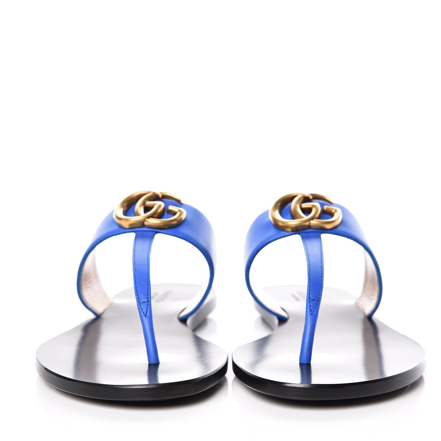 Calfskin Double G Thong Sandals 36.5 Shiny Electric Blue