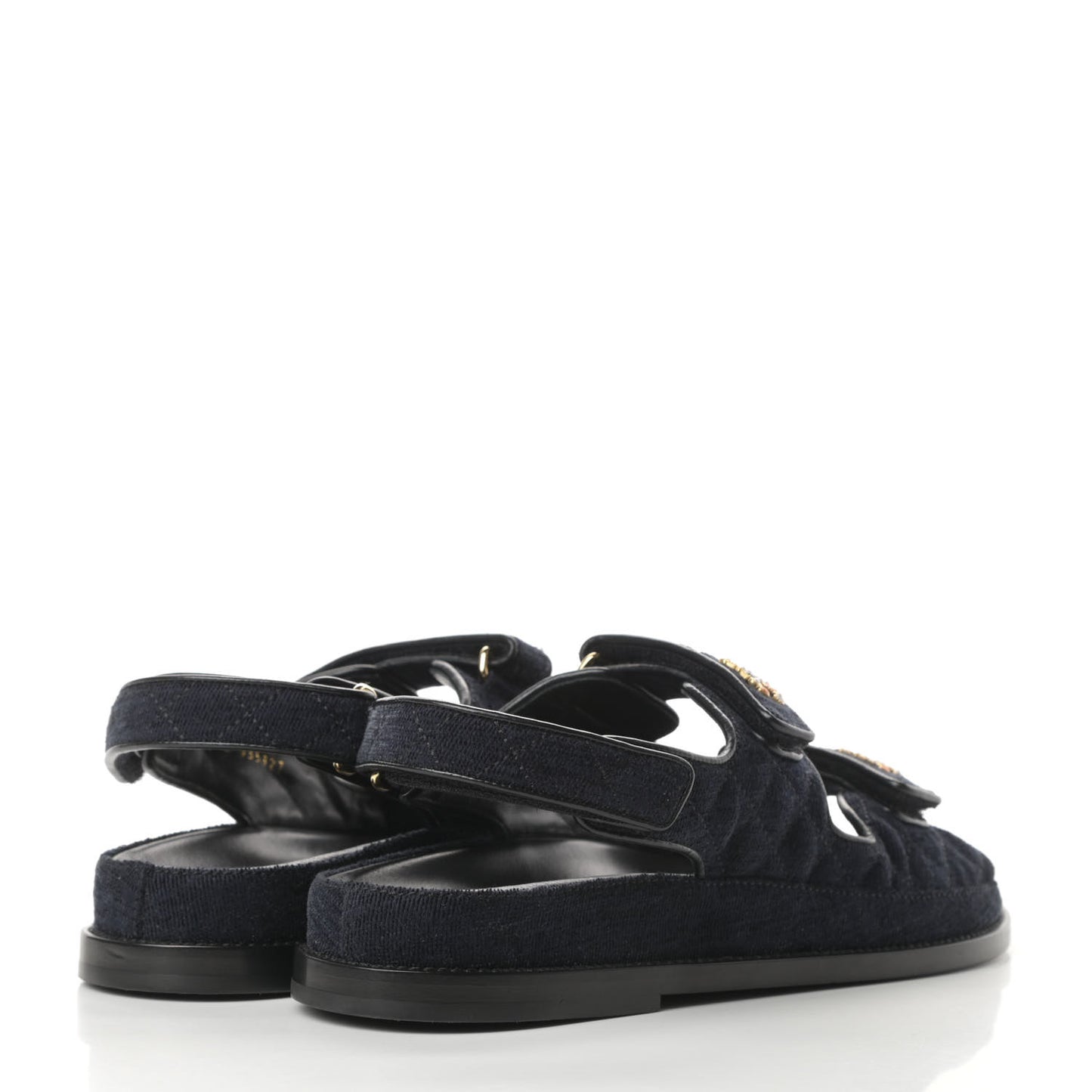 Velvet Velcro Dad Sandals 41 Navy Blue