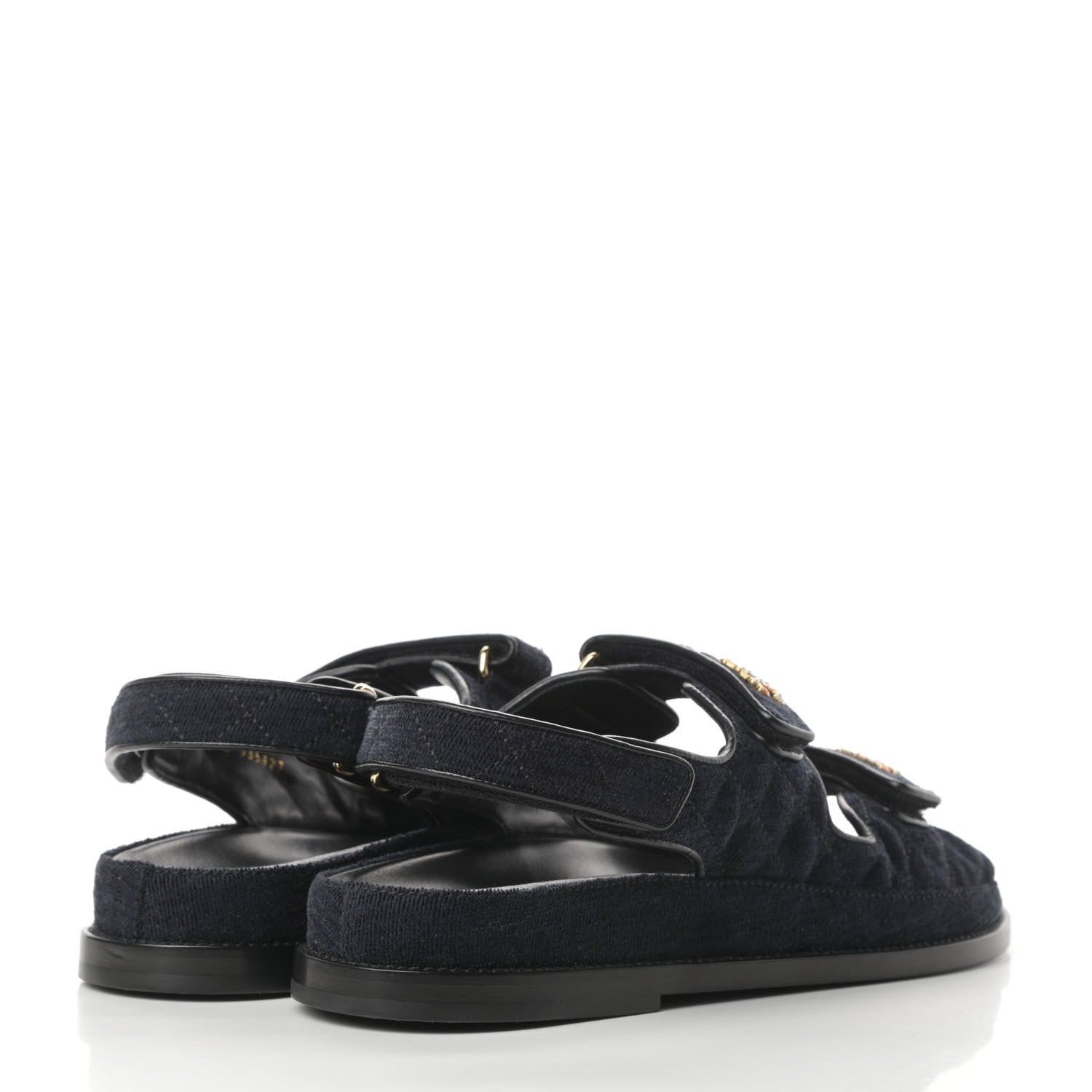 Chanel Velvet Velcro Dad Sandals 41 Navy Blue 4 of 9
