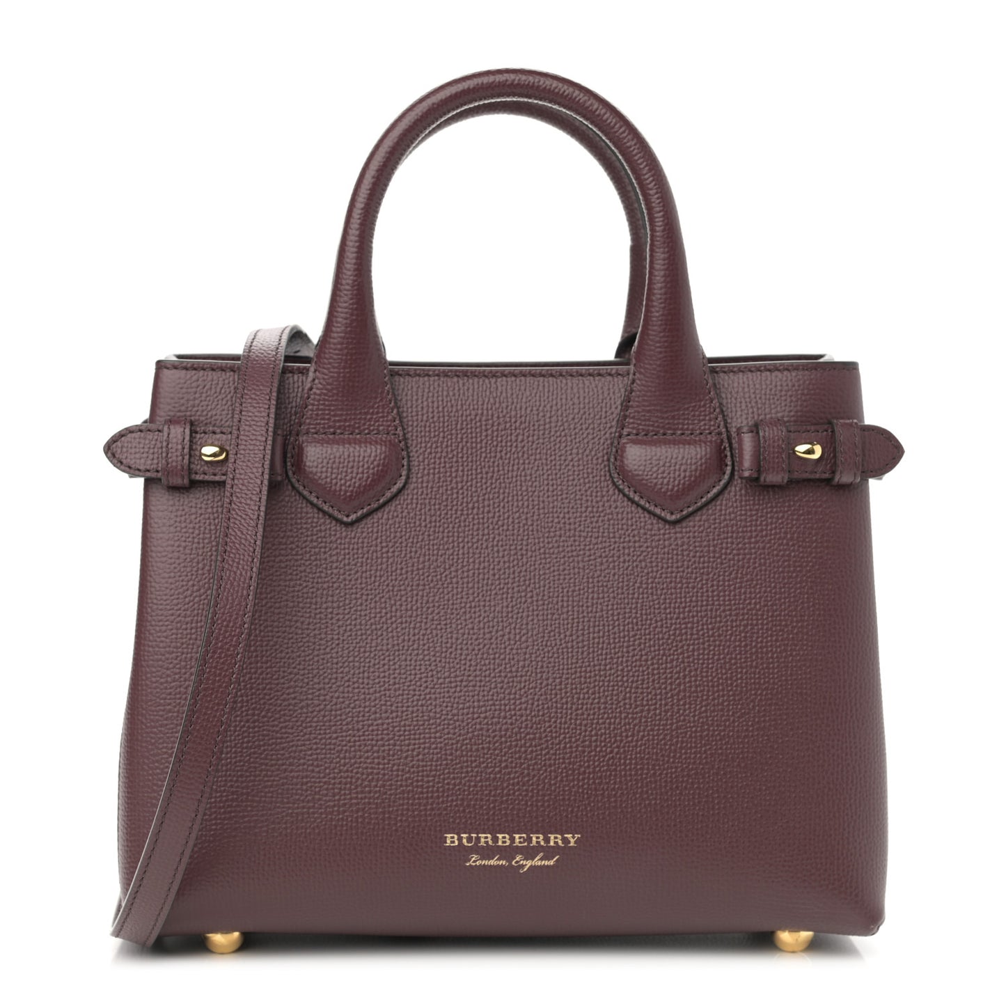 Calfskin House Check Small Banner Tote Mahogany Red