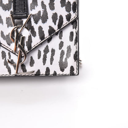 Saint Laurent Calfskin Monogram Leopard Print Mini Candy Crossbody Black White 10 of 12
