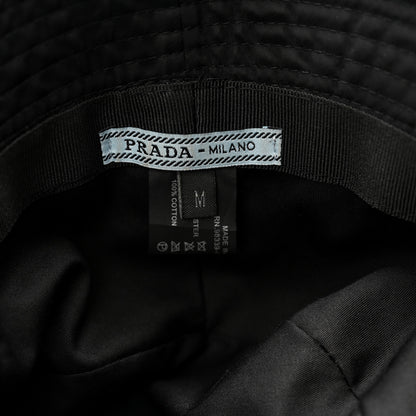 Prada Nylon Metal Triangle Logo Womens Bucket Hat M Black 8 of 10