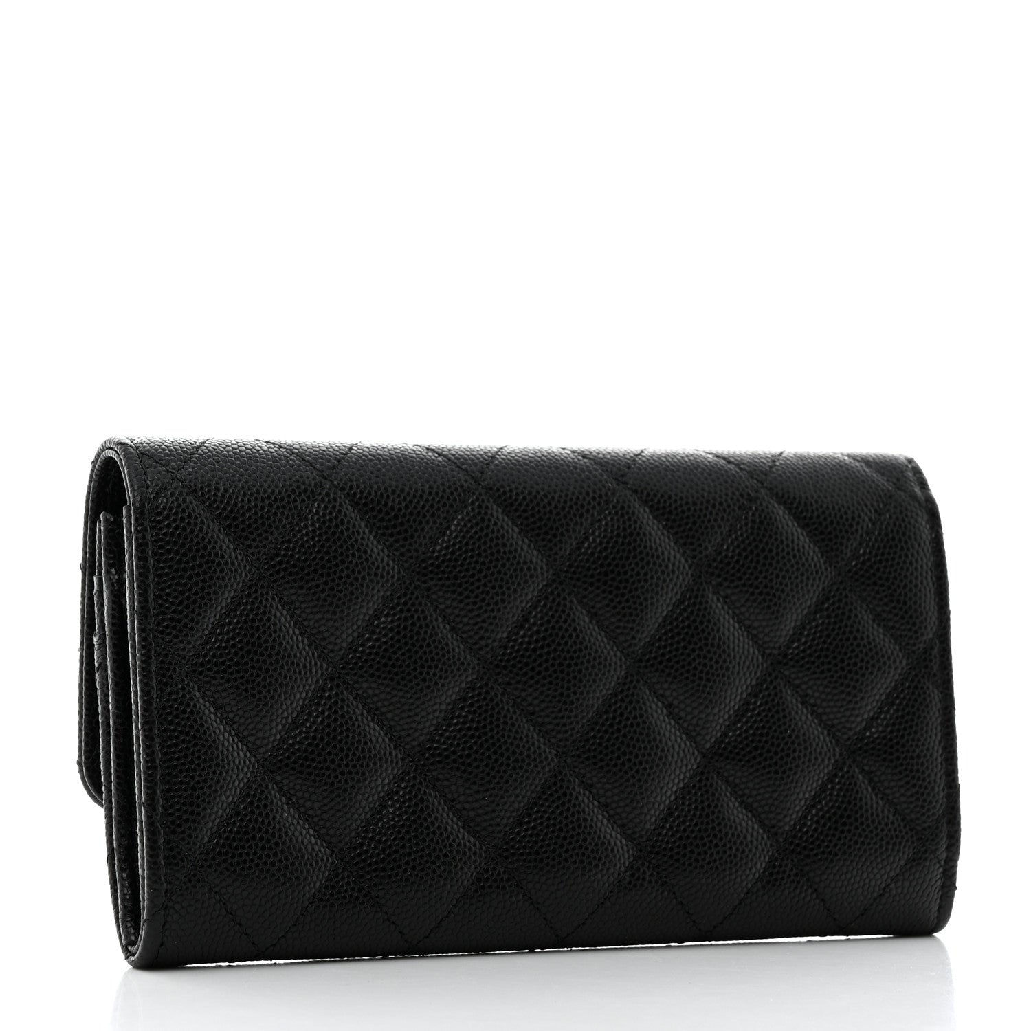 Chanel Caviar Metal Perforated Quilted CC Flap Wallet Black 3 of 8