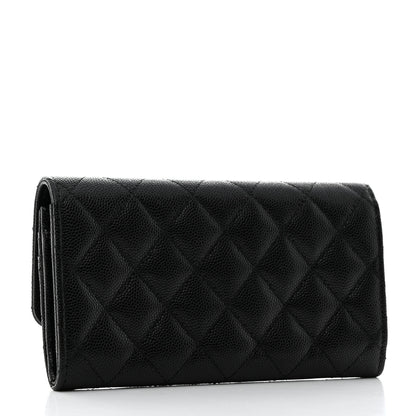 Chanel Caviar Metal Perforated Quilted CC Flap Wallet Black 3 of 8