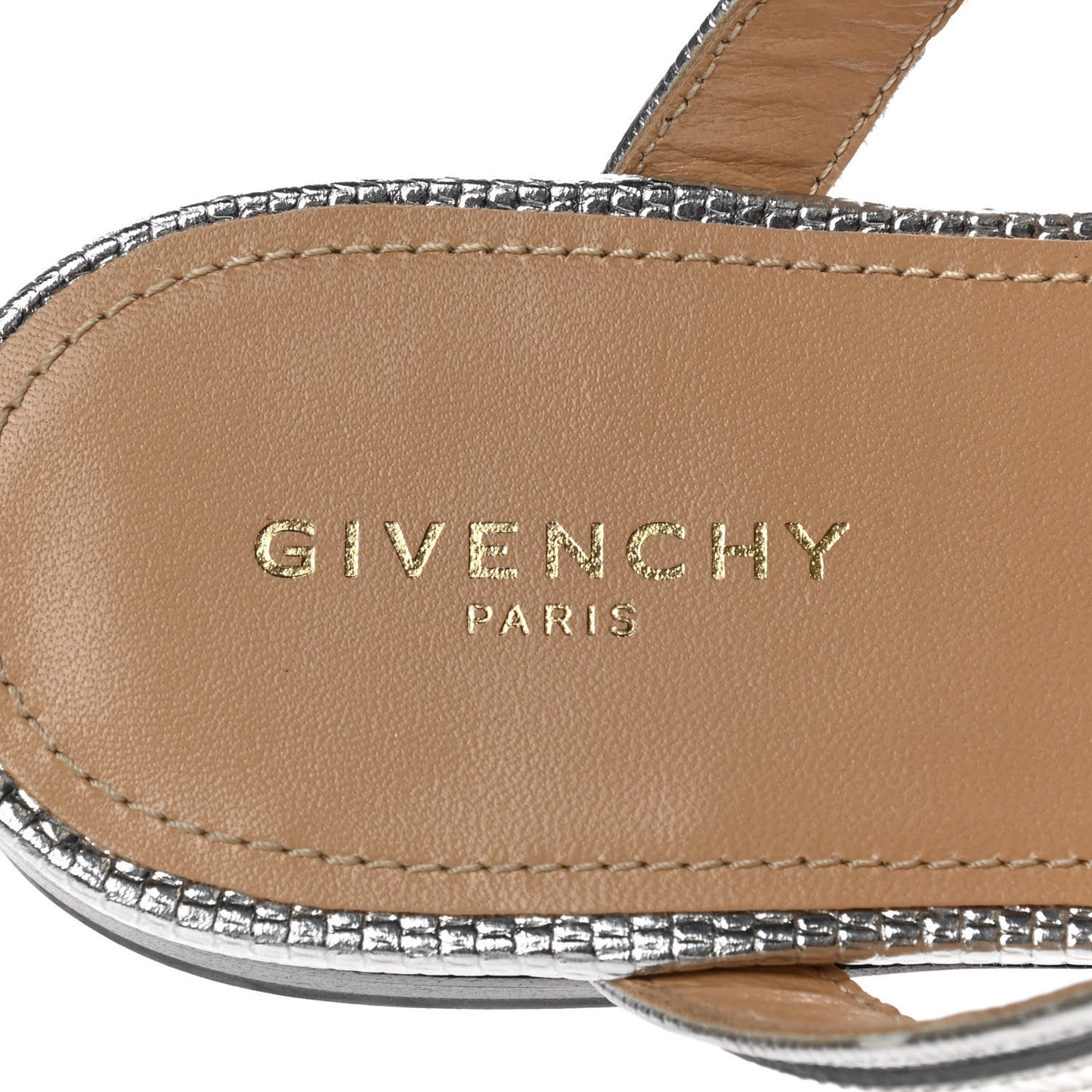 Calfskin Logo Thong Sandals 38 Silver