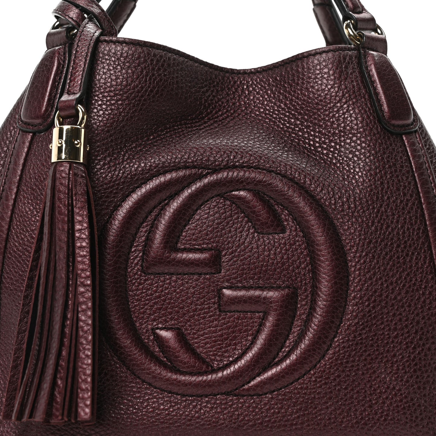 Metallic Cellarius Calfskin Small Soho Shoulder Bag Classic Burgundy