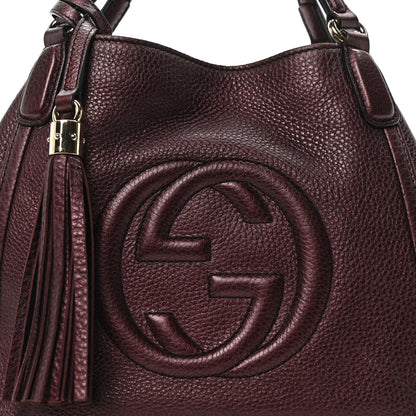 Gucci Metallic Cellarius Calfskin Small Soho Shoulder Bag Classic Burgundy 8 of 10