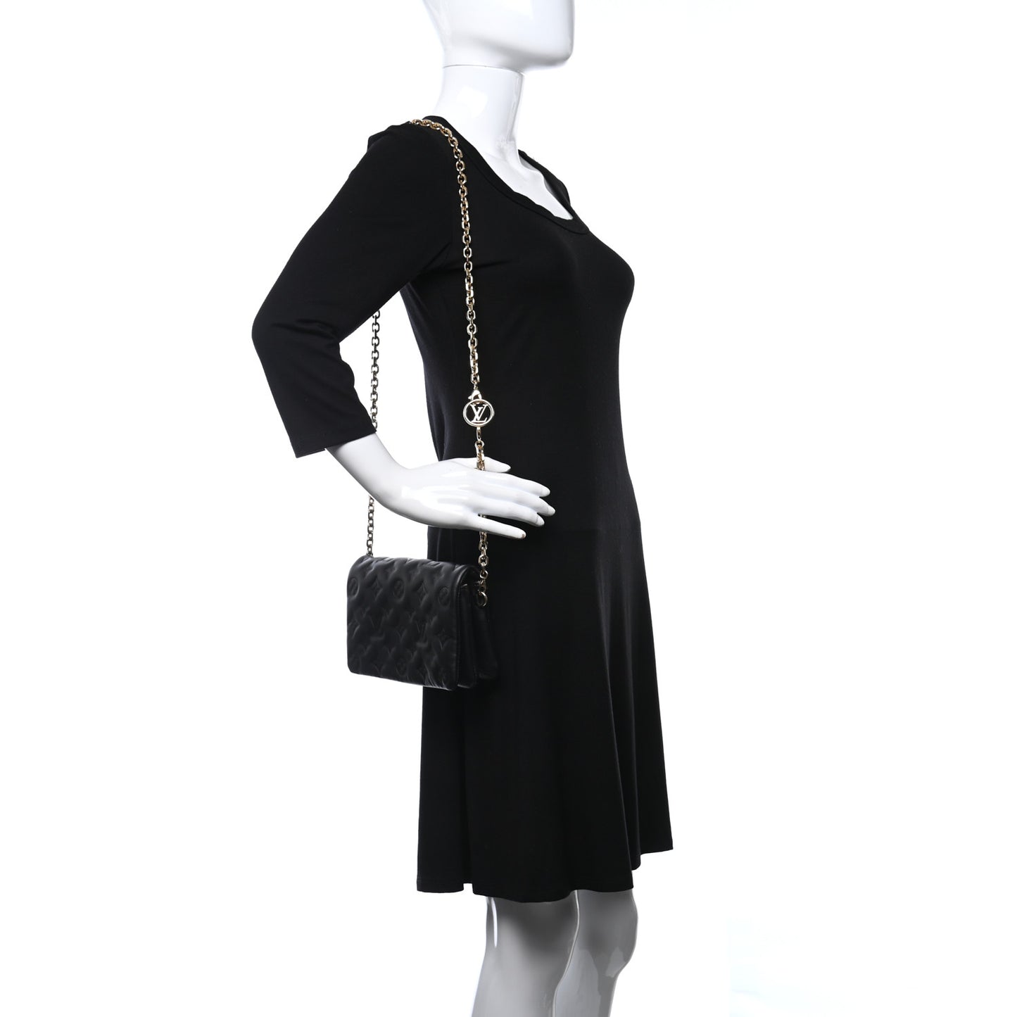 Lambskin Embossed Monogram Pochette Coussin Black