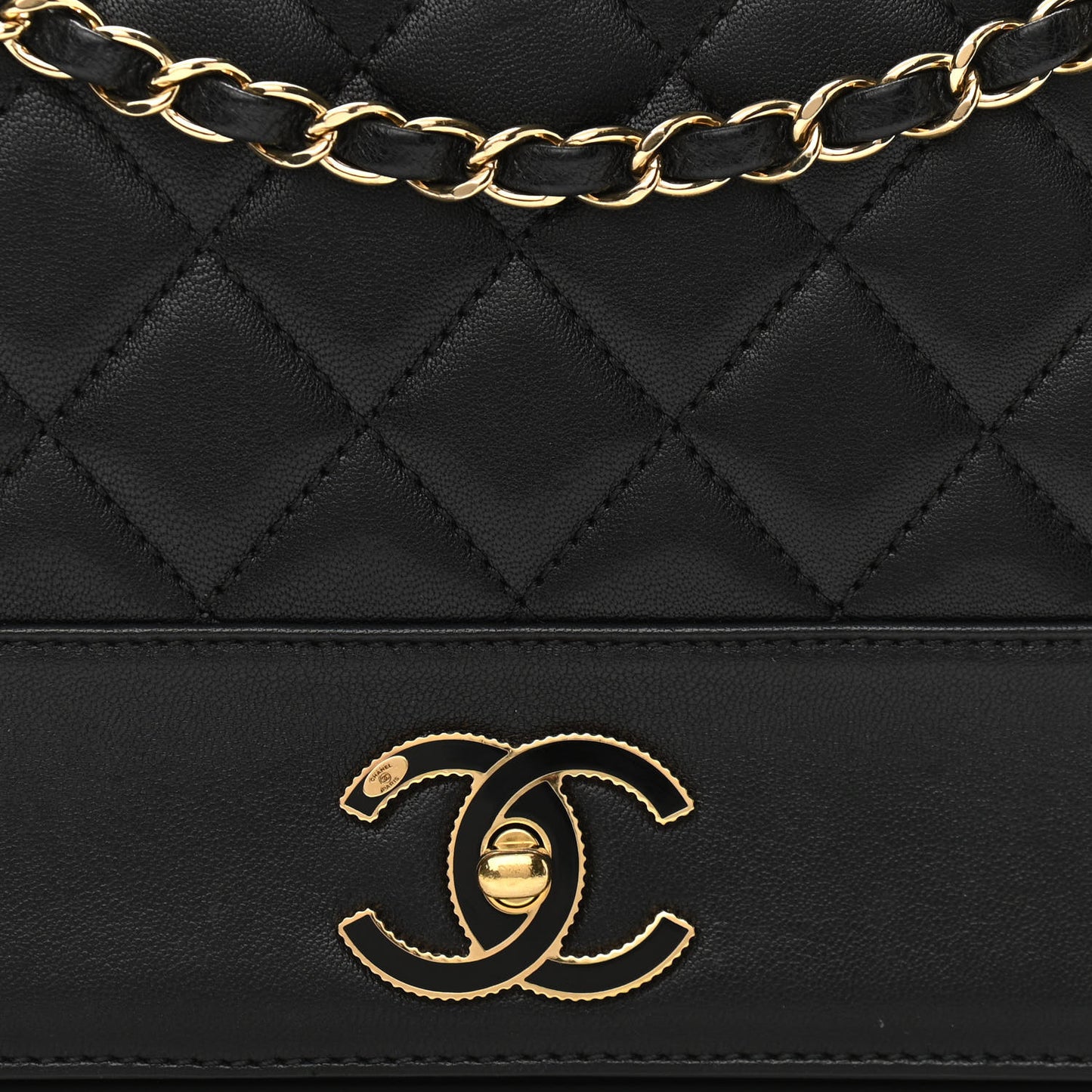 Sheepskin Quilted Vintage Mademoiselle Flap Black