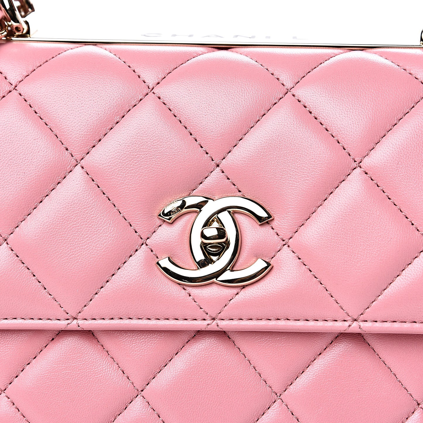 Lambskin Quilted Small Trendy CC Flap Dual Handle Bag Pink