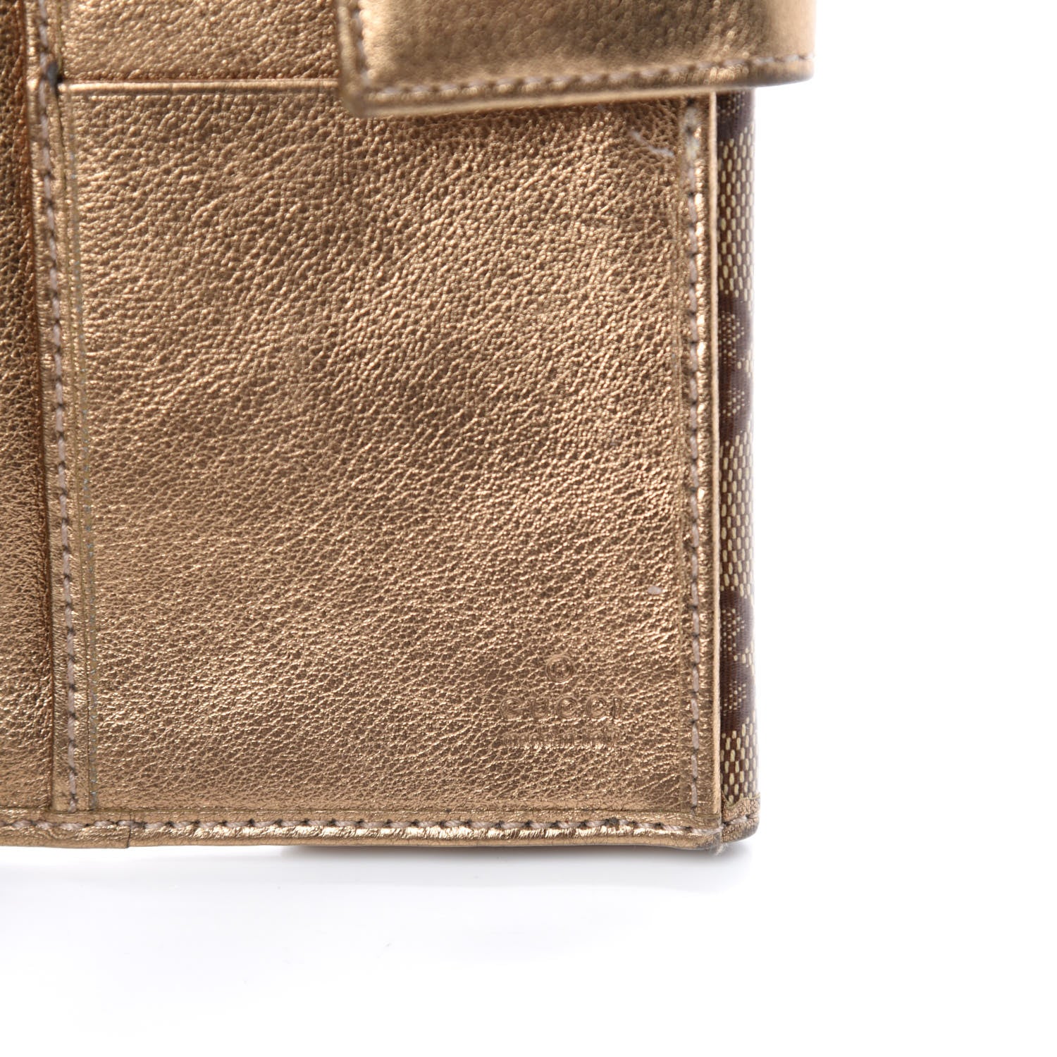 Gucci Crystal Monogram Metal Bar Continental Flap Wallet Gold 7 of 8
