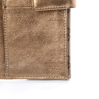 Gucci Crystal Monogram Metal Bar Continental Flap Wallet Gold 7 of 8