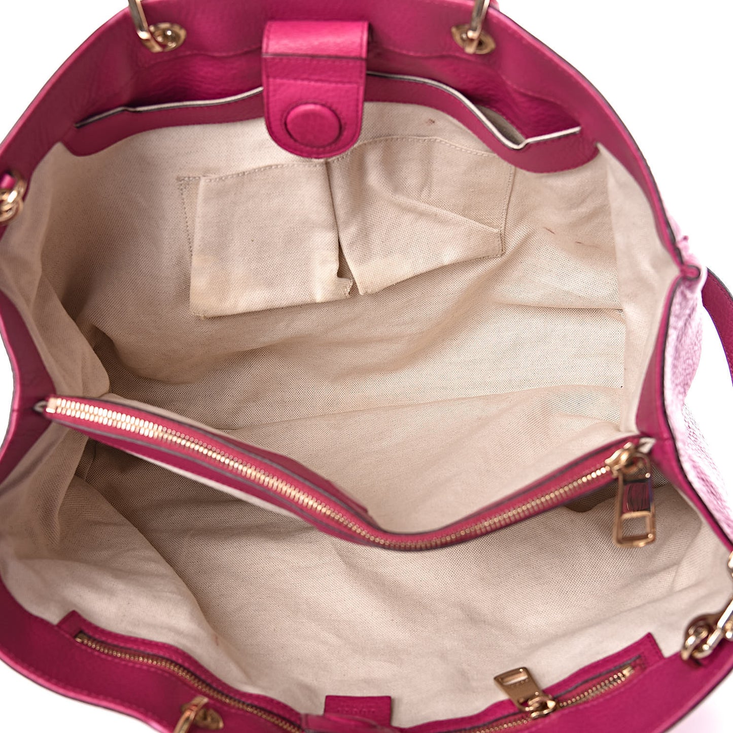 Pebbled Calfskin Large Bamboo Shopper Tote Bright Bougainvillea
