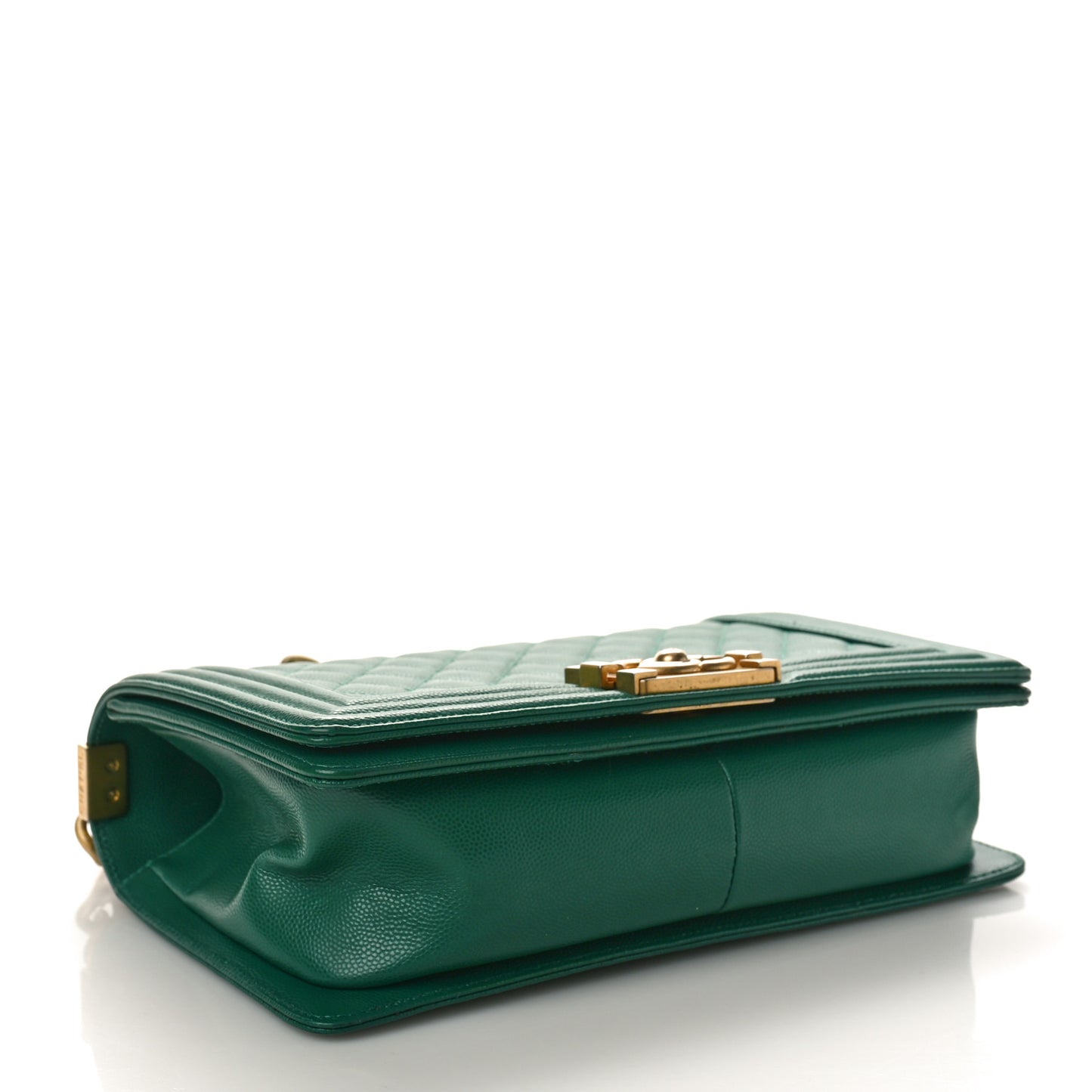 Caviar Quilted Medium Boy Flap Dark Green